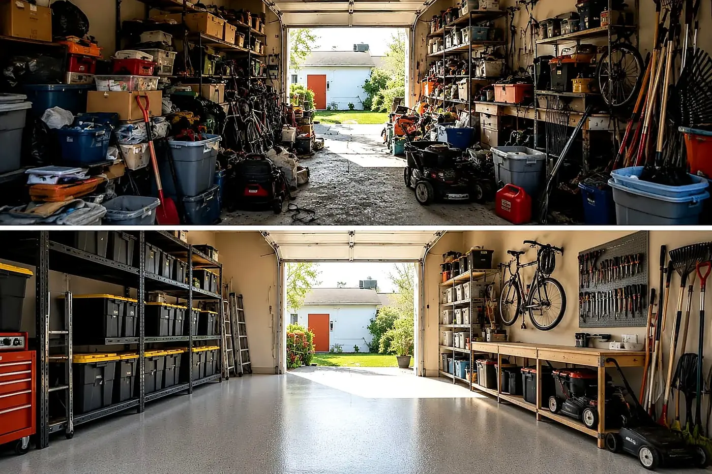 Garage cleaning before and after