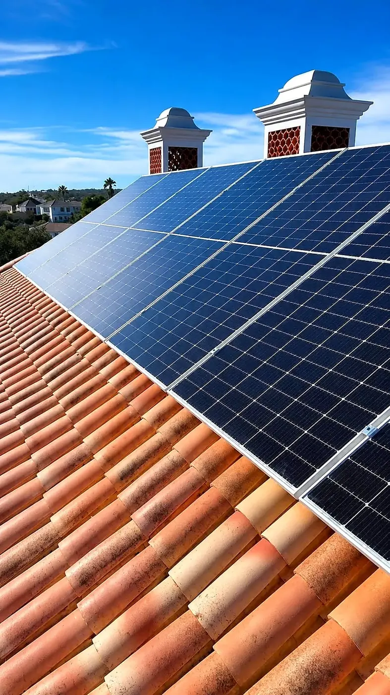 Solar panel cleaning on rooftop